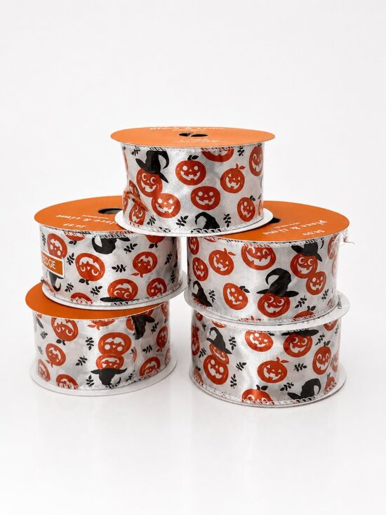 Place & Time Other - Halloween Pumpkin Witch Hat Wired Edge Ribbon Spool Bundle Lot Spooky Crafting
